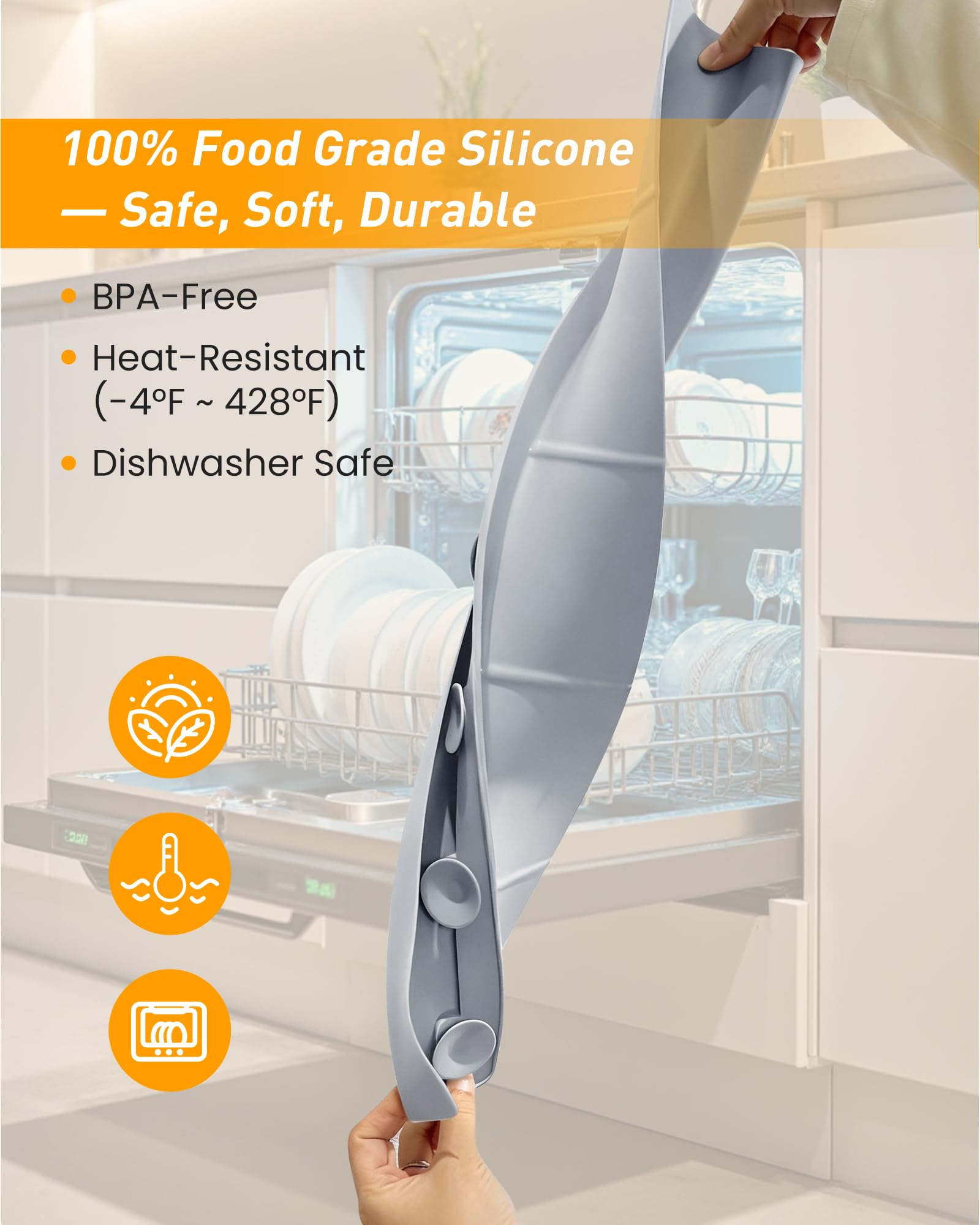 AyNirser dishwasher-safe silicone guard is heat-resistant and easy to clean.