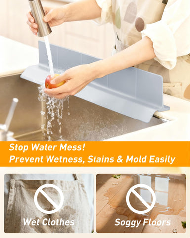 AyNirser silicone water guard with strong suction cups stays firmly in place.