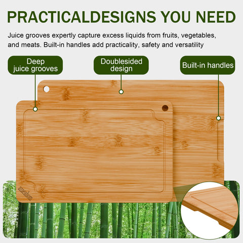 Azaeahom bamboo cutting board triple-polished finish, smooth surface for delicate ingredients.