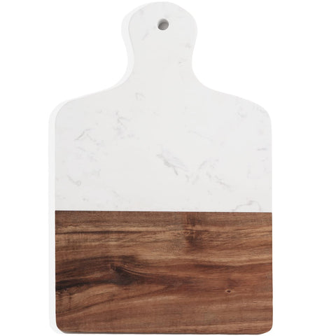 Azauvc cutting board with marble and acacia wood for elegant meat and fruit prep