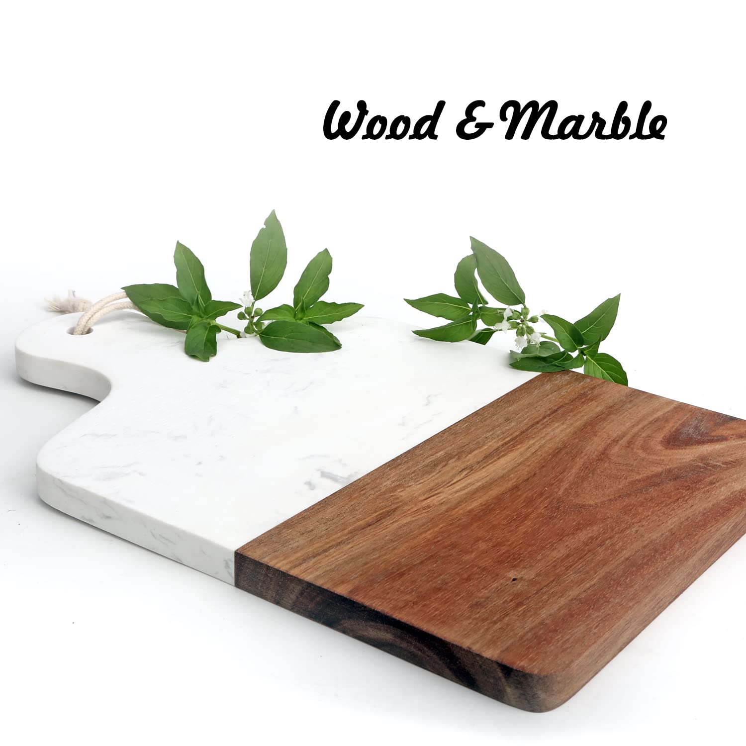 Azauvc marble and wood surface stays knife-friendly while protecting blades during prep