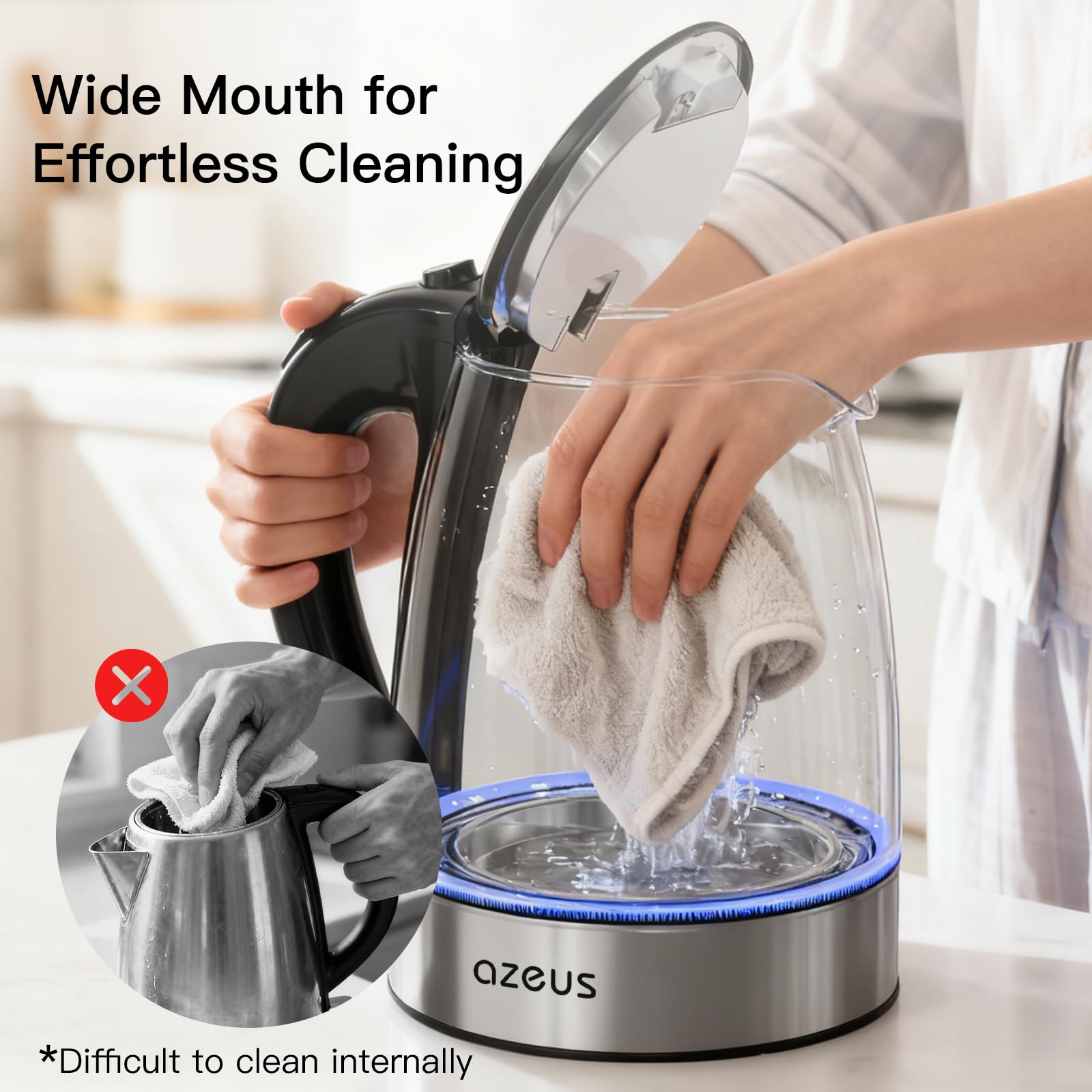 AZEUS CX-817 boiling action illustrating fast heat for cup-ready water