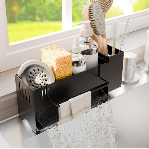 Azevix sponge holder with auto-drainage keeps sink area dry.