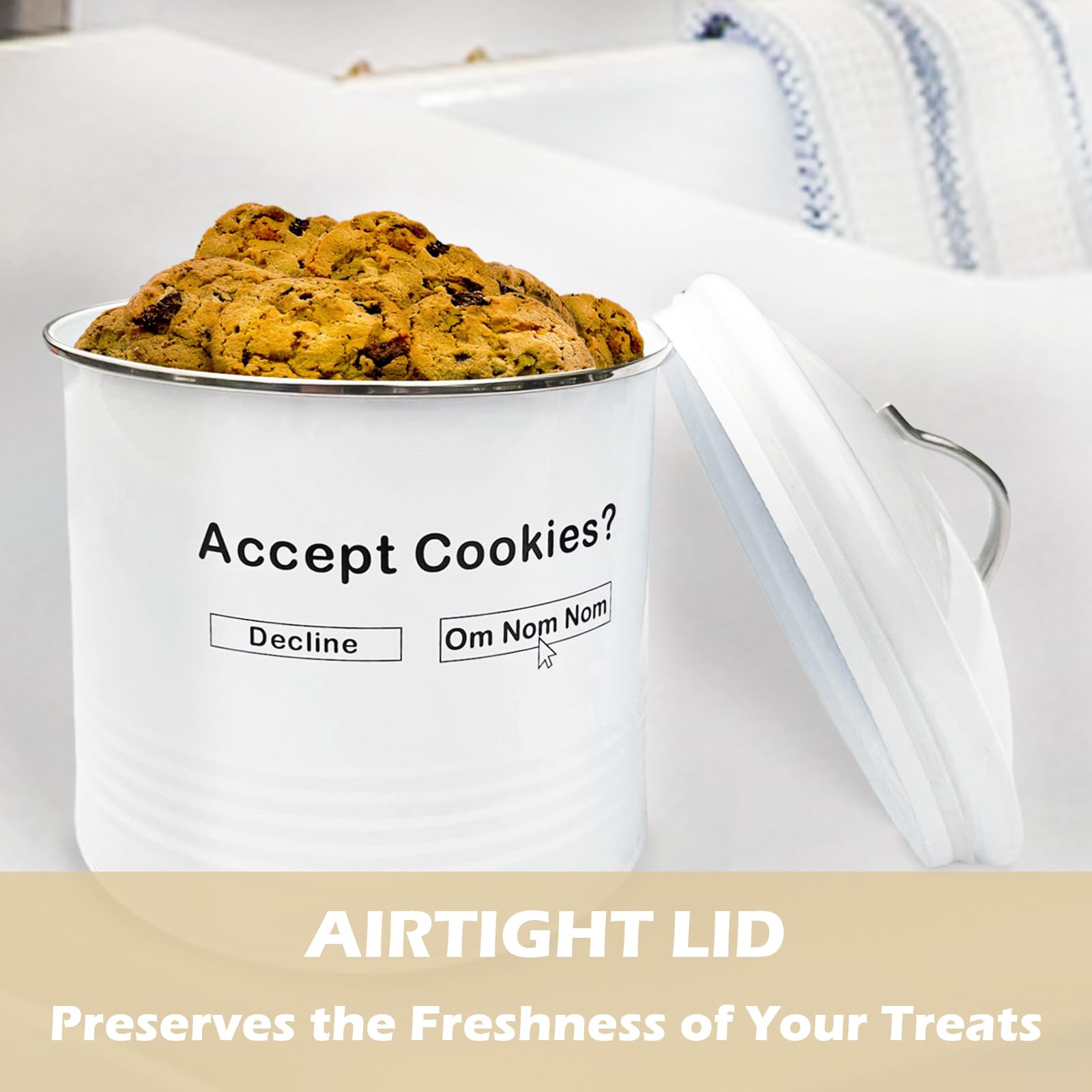 AZEZO vintage cookie jar on kitchen counter enhances decor while storing treats