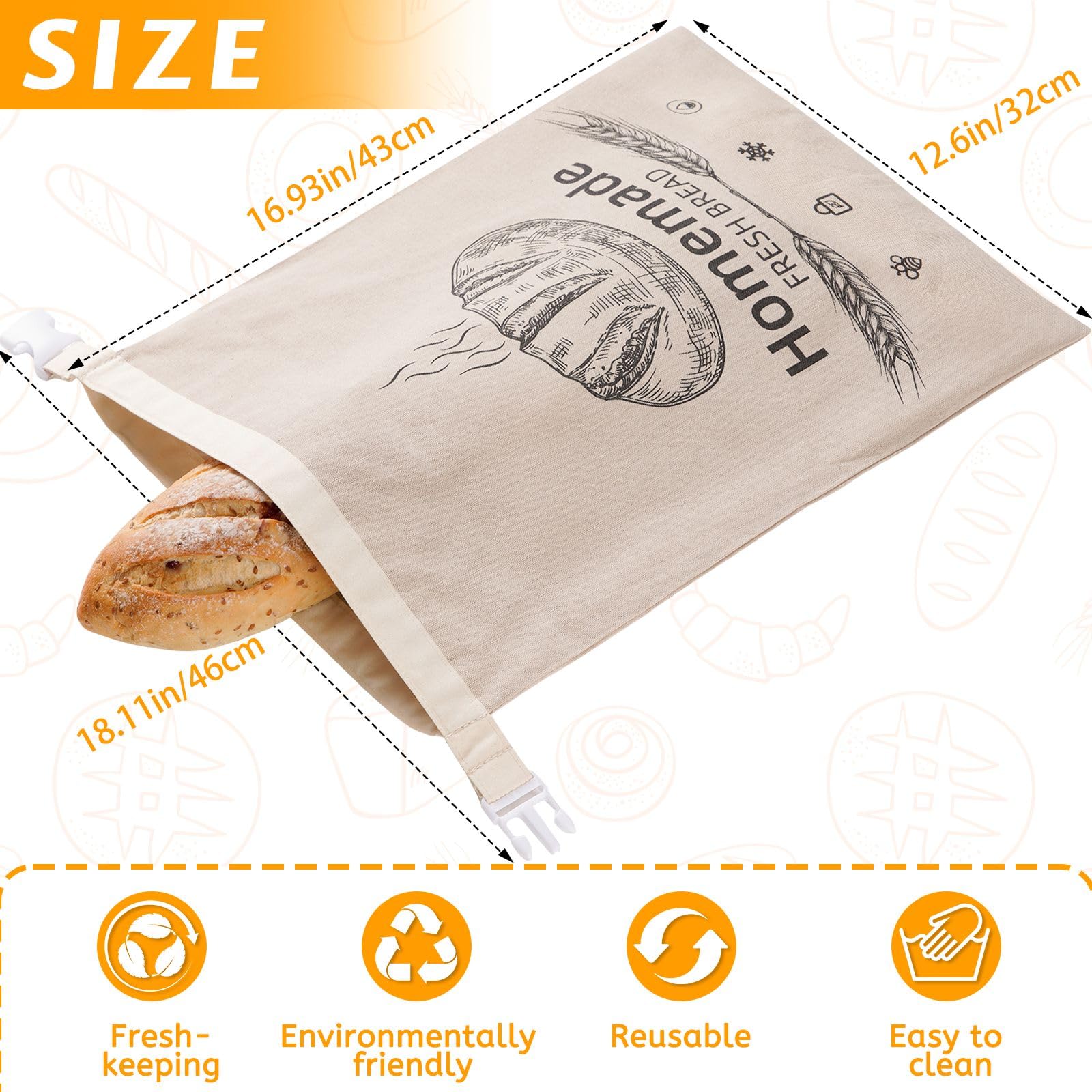 AZLTC beeswax bread bag hanging strap enables easy carrying.