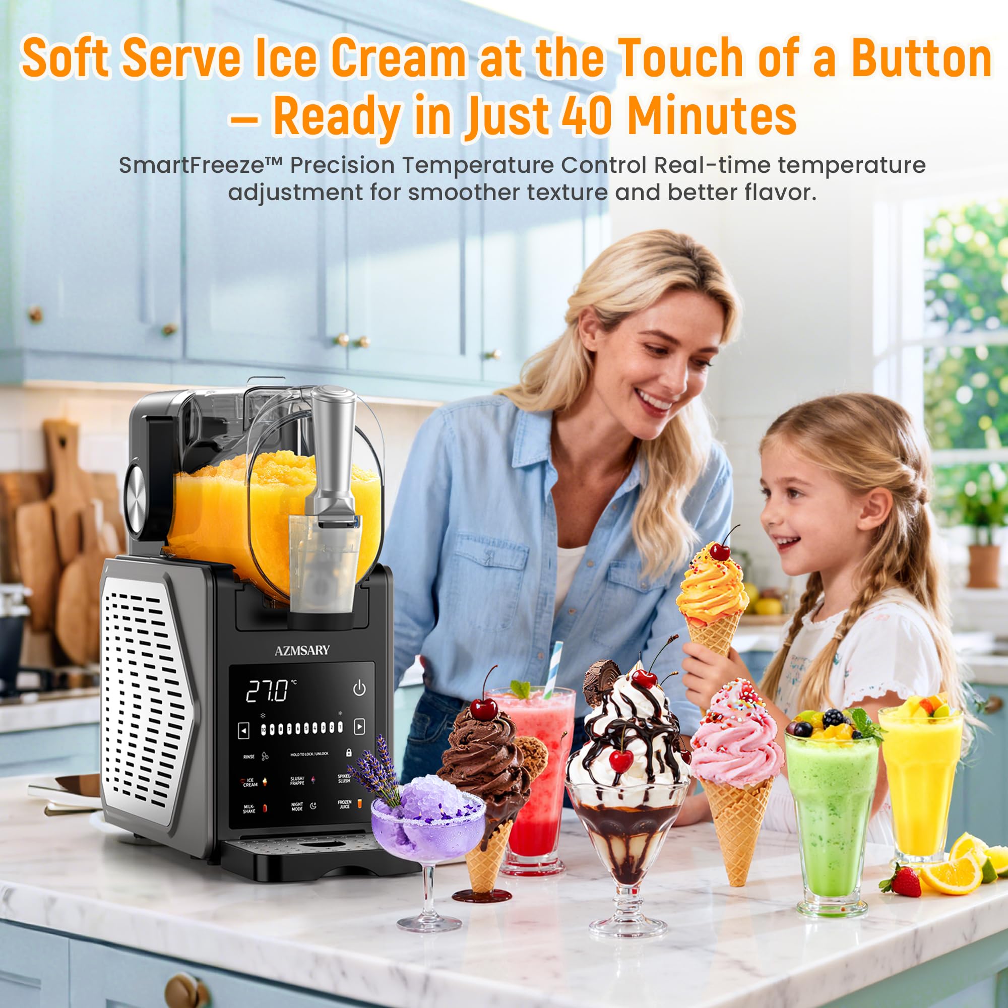 Azmsary six presets simplify margaritas, frappes, and milkshakes at home.