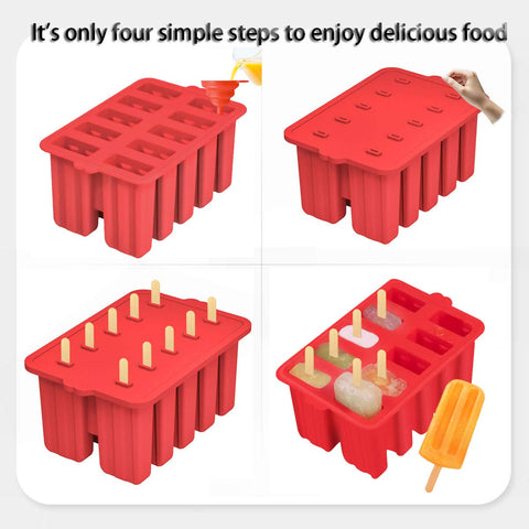 Azonbey cone-shaped red popsicle molds with funnel simplify filling and portion control