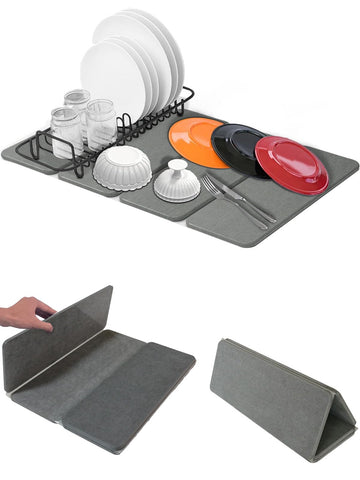 Azorteja large stone drying mat 24x16 inches absorbs water quickly, keeping kitchen counters dry.