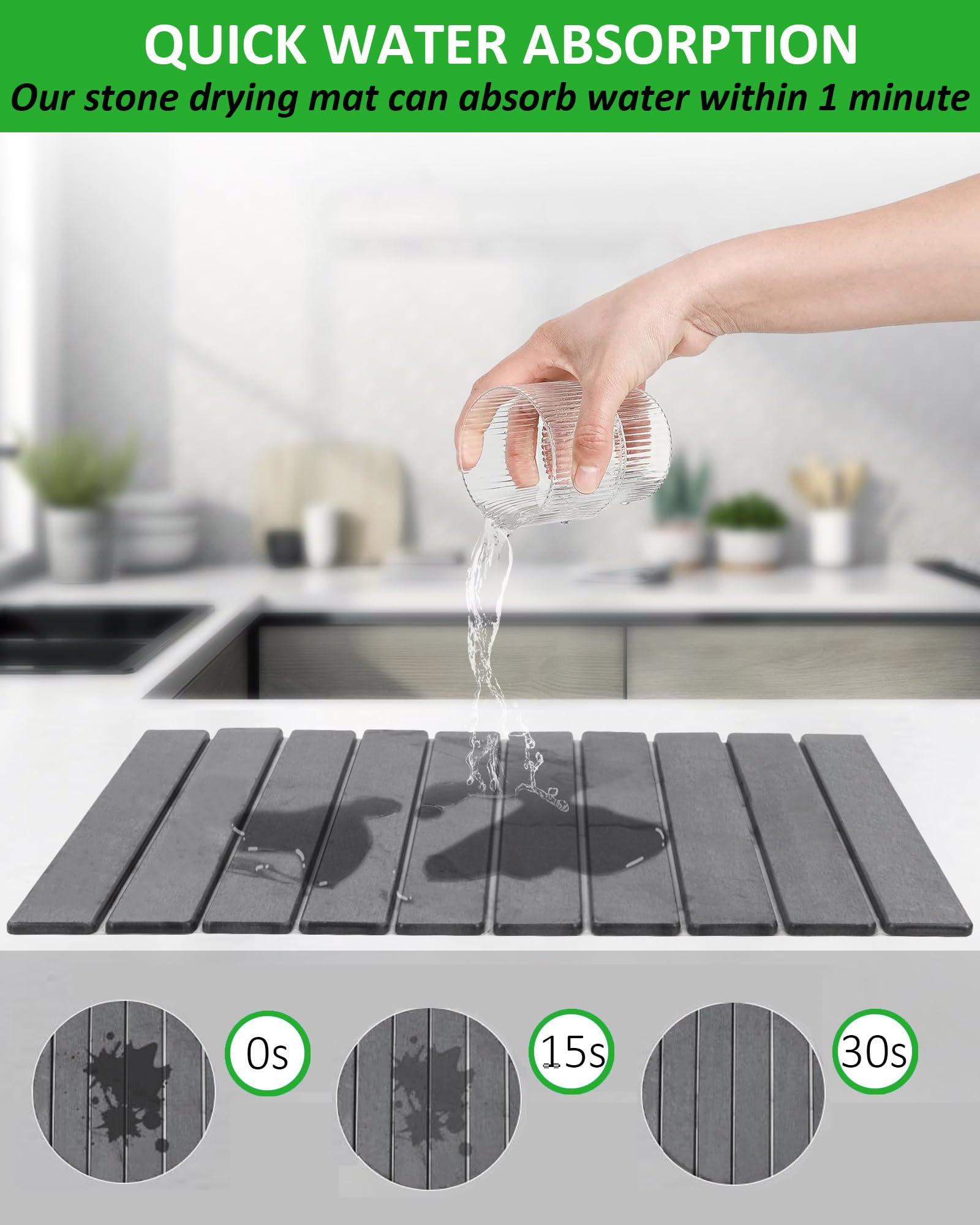Azorteja self-drying diatomaceous earth mat absorbs moisture rapidly