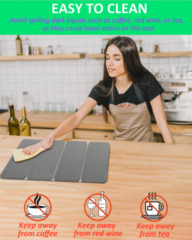 Azorteja self-drying mat keeps counters dry with minimal maintenance after use.