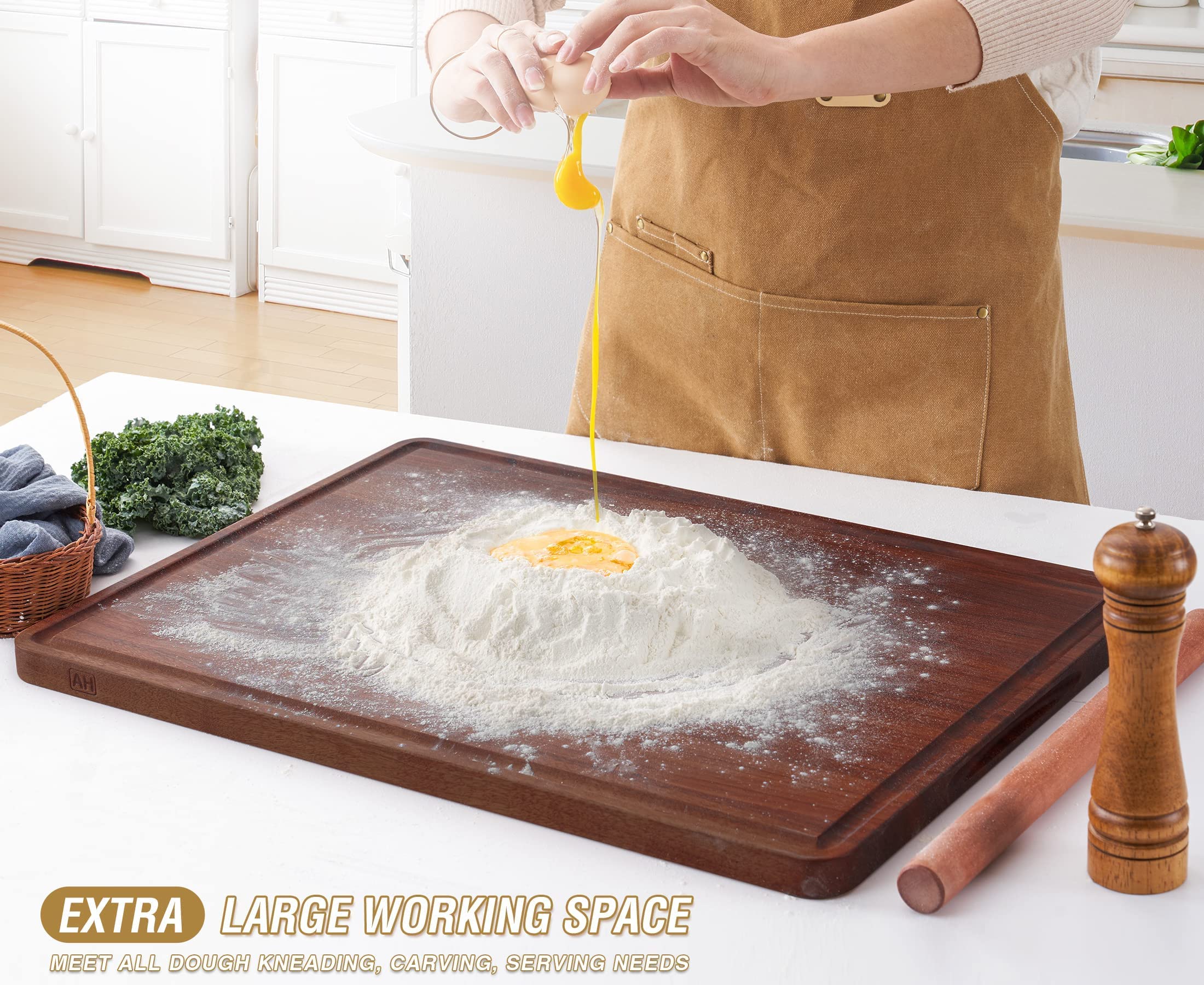 AZRHOM walnut board used for carving, serving, and presentation at gatherings