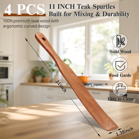 Azureblue spurtle ergonomic curved design for effortless stirring inside deep jars.