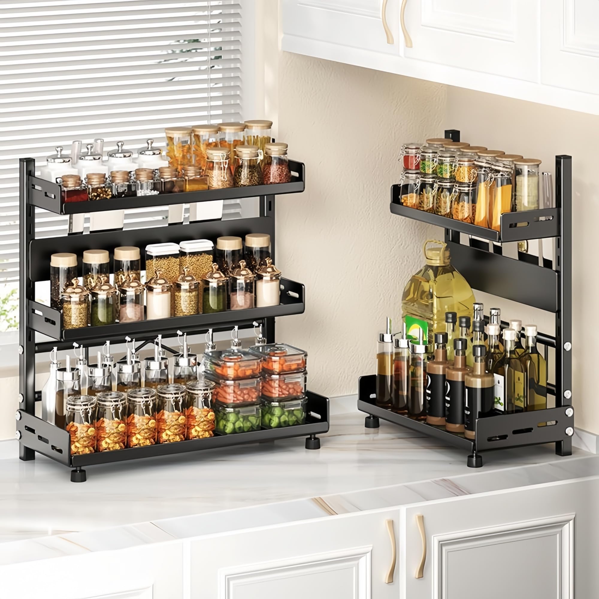 Azurphoric spice rack keeps bottles accessible during meal prep