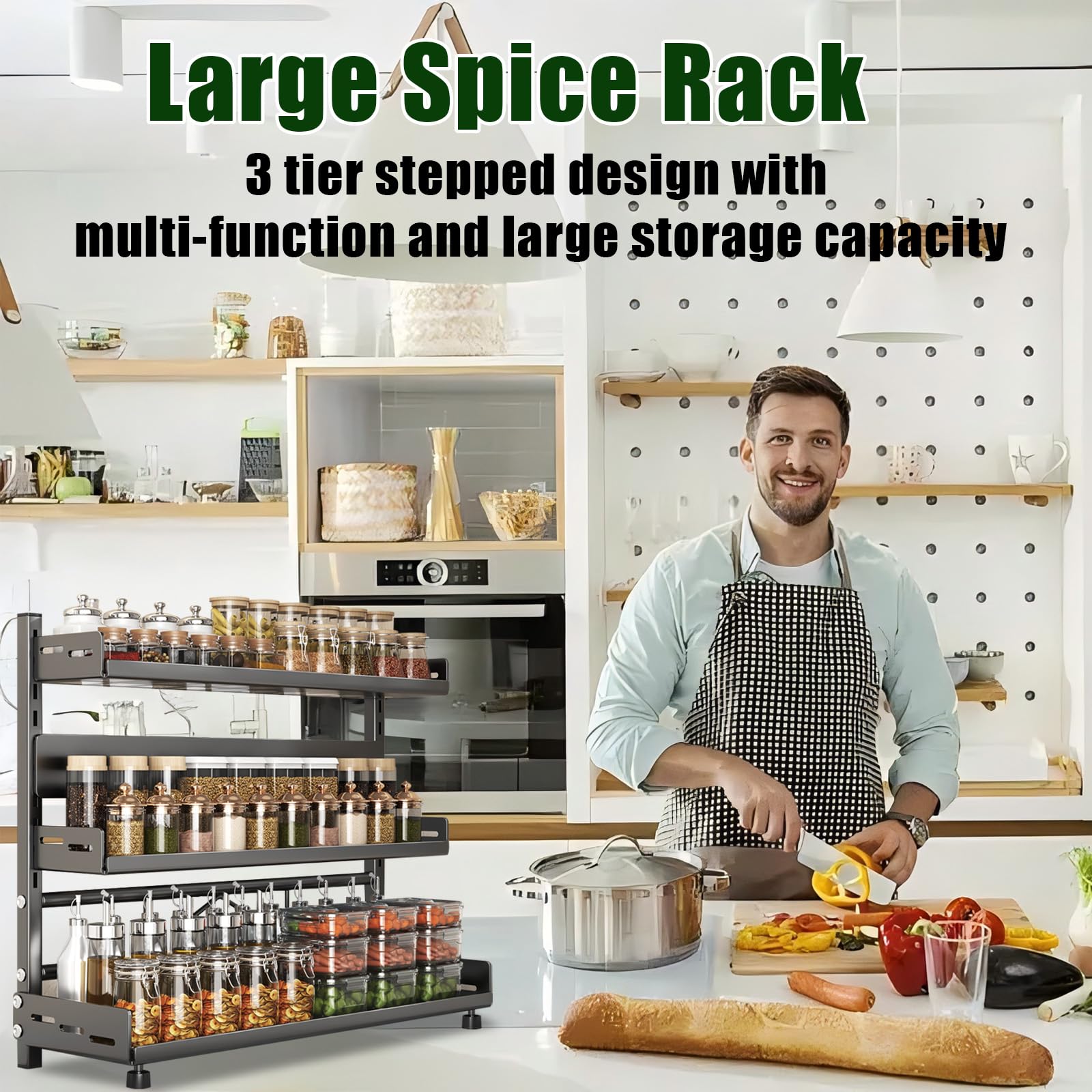 Azurphoric spice rack rust-proof carbon steel for durable storage