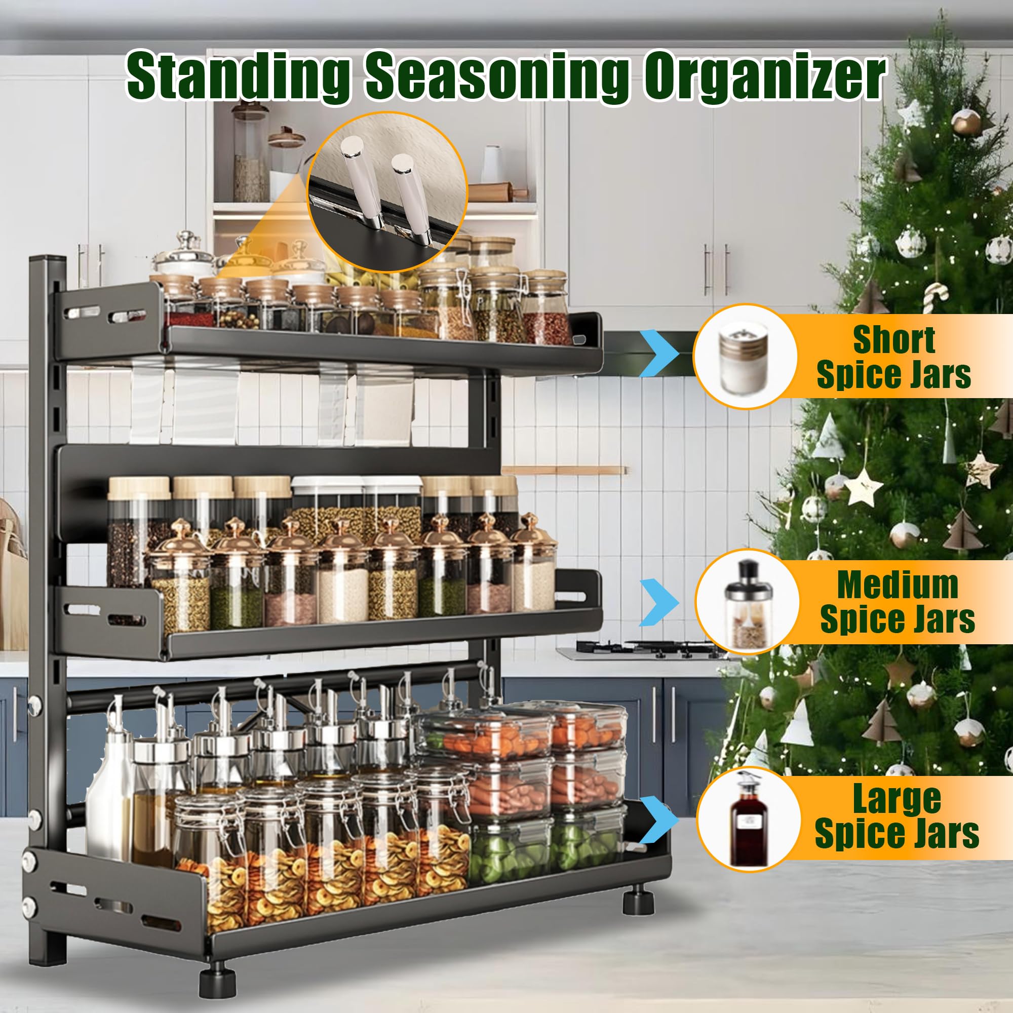 Azurphoric spice rack supports up to 80 pounds of bottles for stability