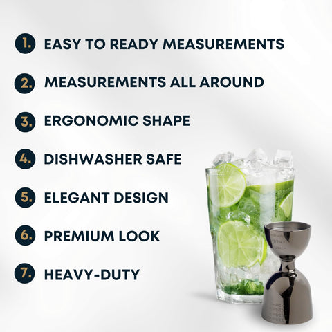 BBARIANTTE bar measuring cup shows 2 oz and 1 oz for accurate pours.