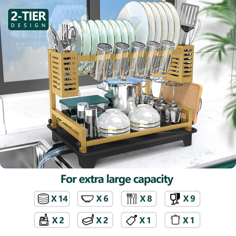 B-Land 2-Tier top layer with plates drying to save counter space.