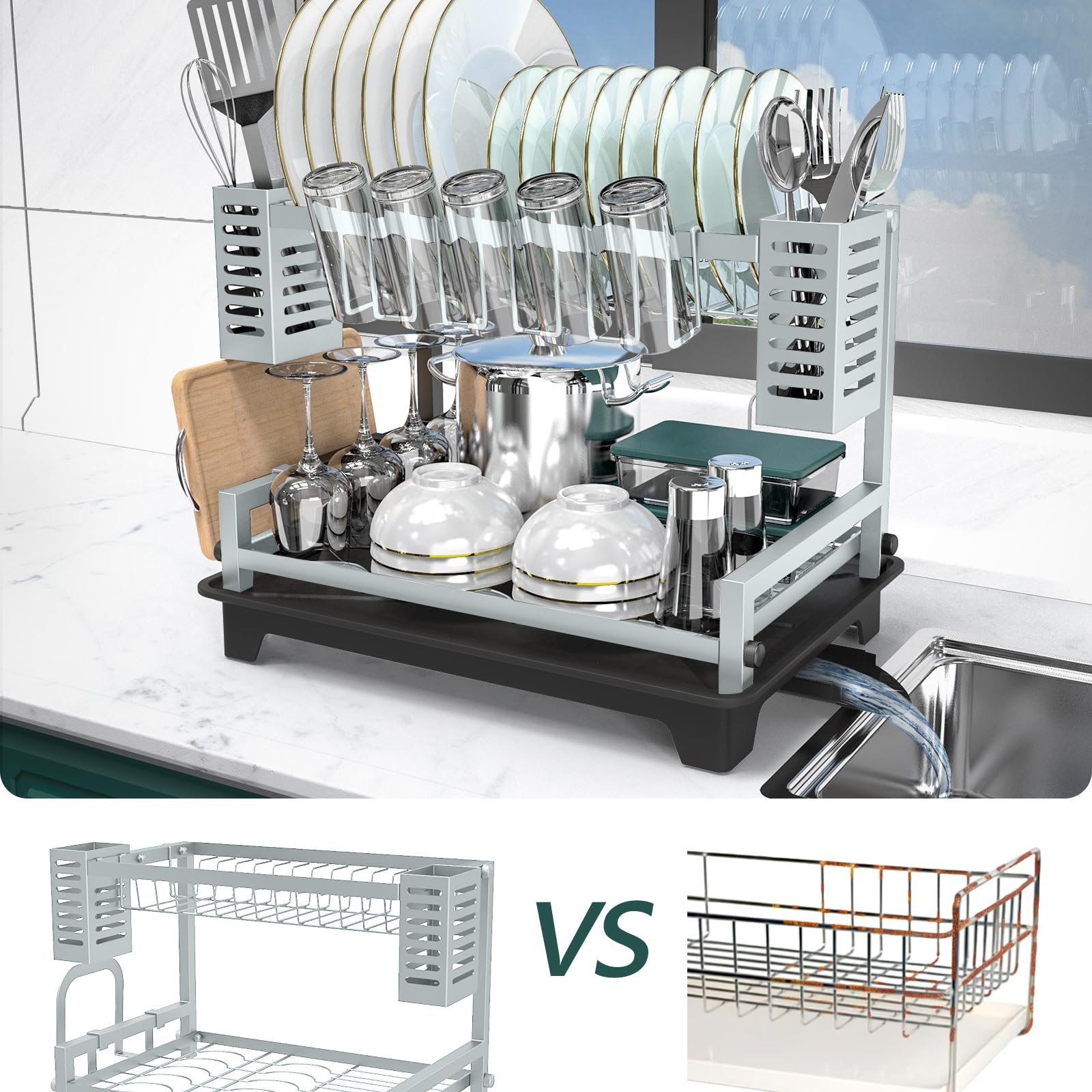 Rust-proof finish on B-Land rack ensures long-lasting kitchen use.