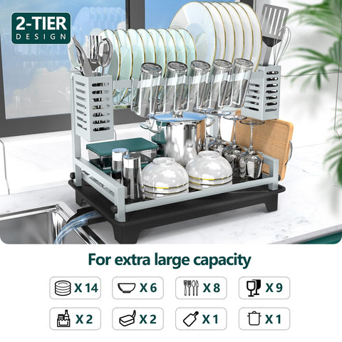 B-Land 2-tier rack shows top-tier capacity for plates and pots.