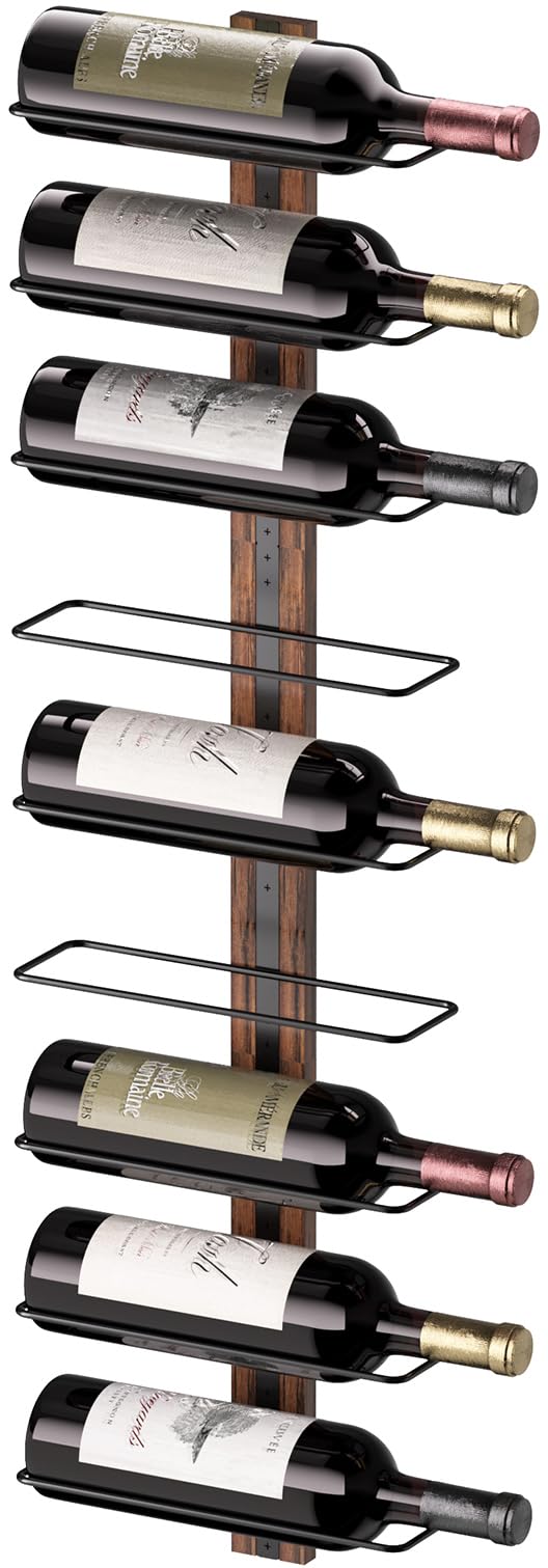 B4Life wall-mounted wine rack displaying nine bottles for organized storage