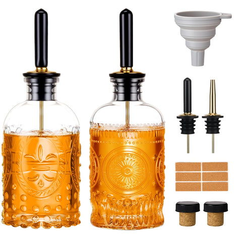 Baalaka 2-pack glass coffee syrup dispenser bottles with pour spouts for precise dosing.