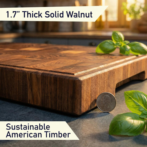 Babilonia cutting board in modern kitchen with knife-friendly surface.