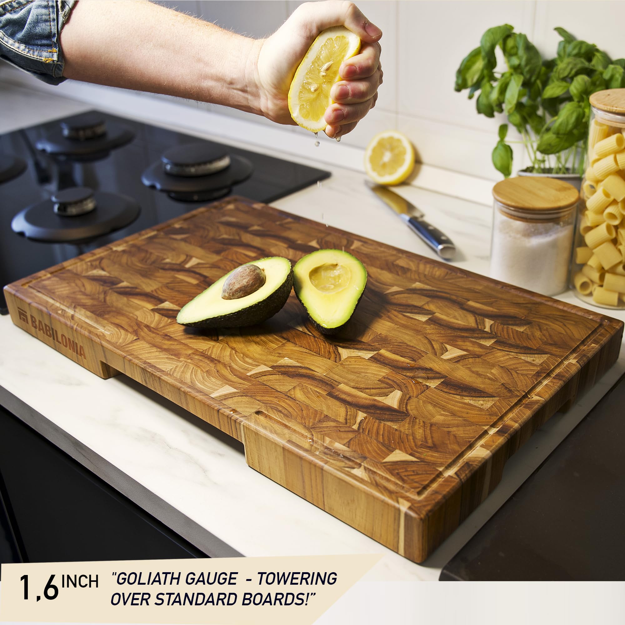 Babilonia cutting board reversible serving side doubles as platter