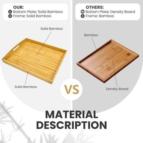 BABONIE bamboo serving tray decorative idea with candles and jewelry.