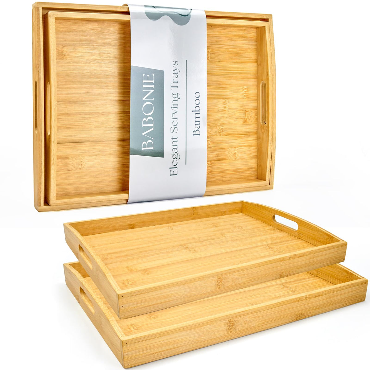 BABONIE bamboo serving tray large 17x13 inch for easy serving and display.