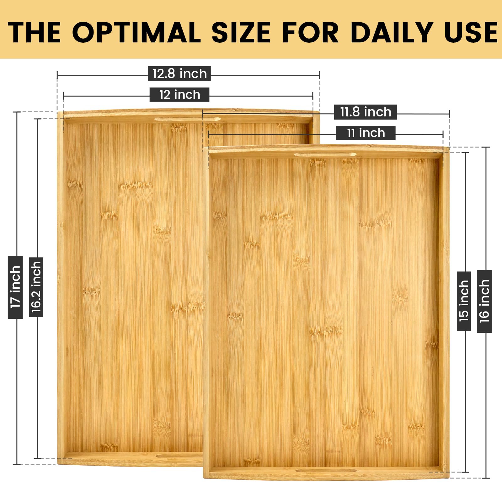 BABONIE bamboo serving tray small 16x12 inch ideal for compact spaces and beverages.
