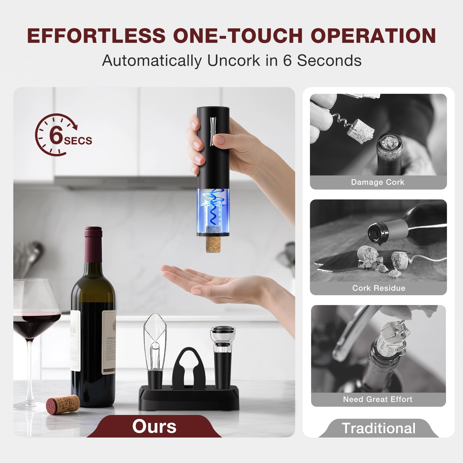 BABONIR aerator pourer enhances flavor and prevents drips during pouring.