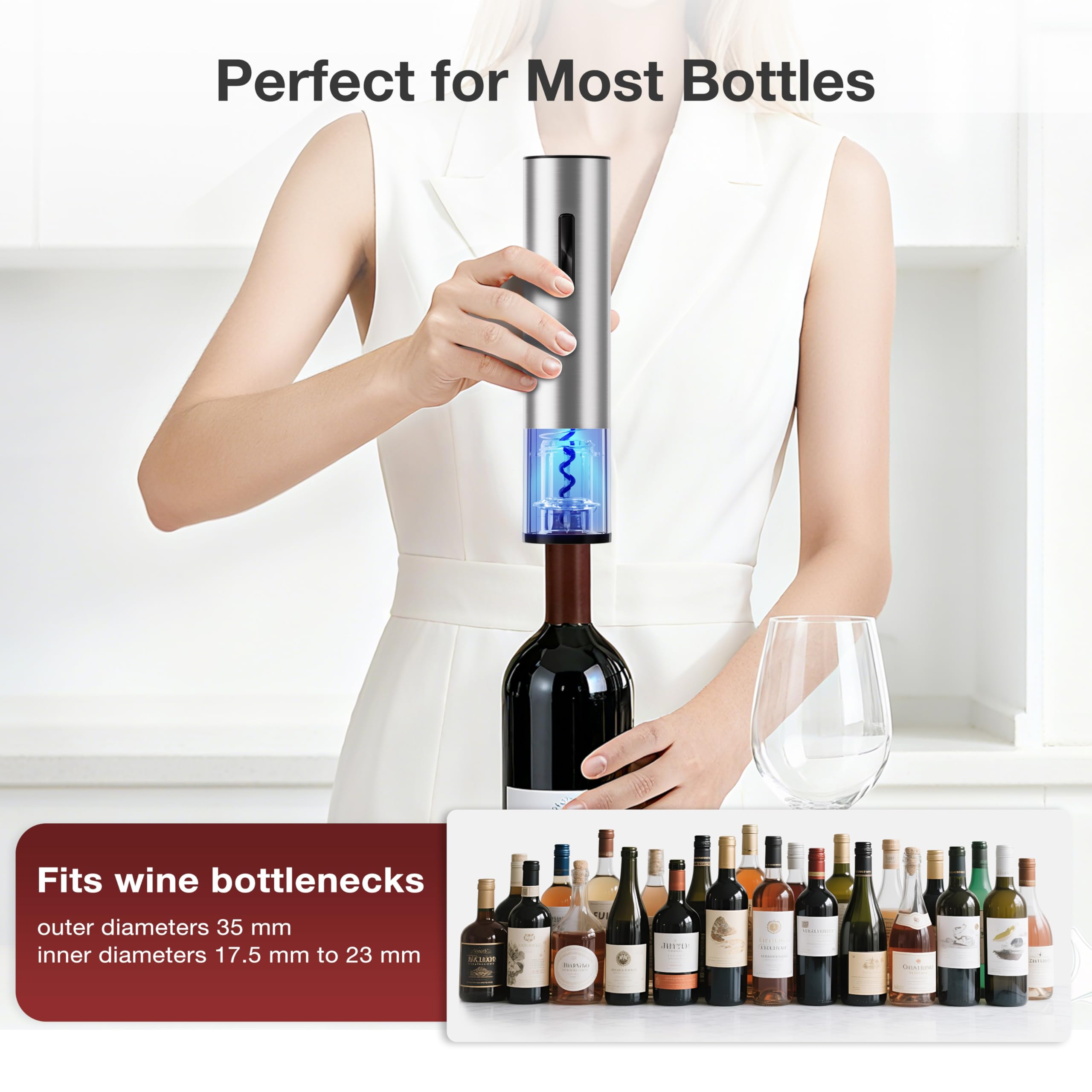 BABONIR automatic corkscrew with aerator pourer enhances aroma as you serve.