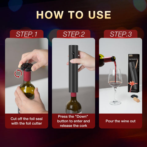 BABONIR Electric Wine Opener battery-powered design enables quick openings