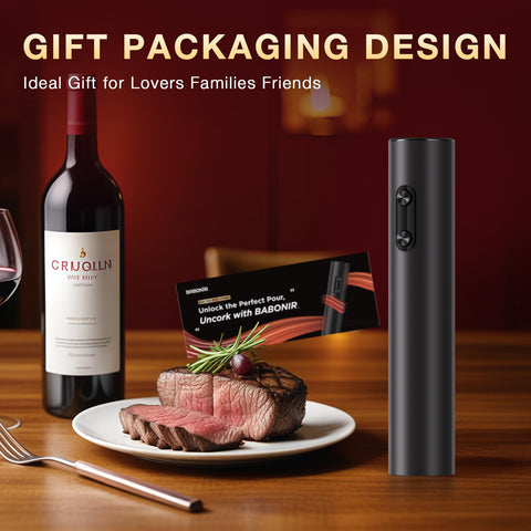 BABONIR Electric Wine Opener ergonomic soft-grip handle boosts comfort