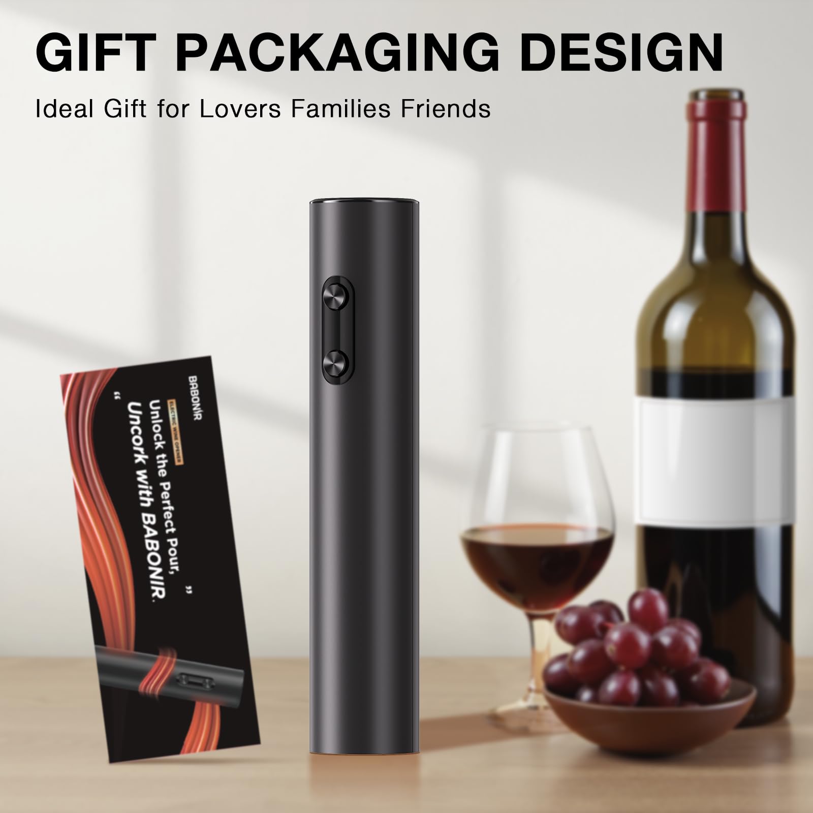 BABONIR Electric Wine Opener gift-pack ideal for parties and celebrations