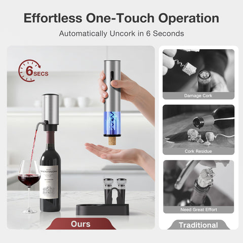 BABONIR rechargeable corkscrew offers cordless operation during parties.