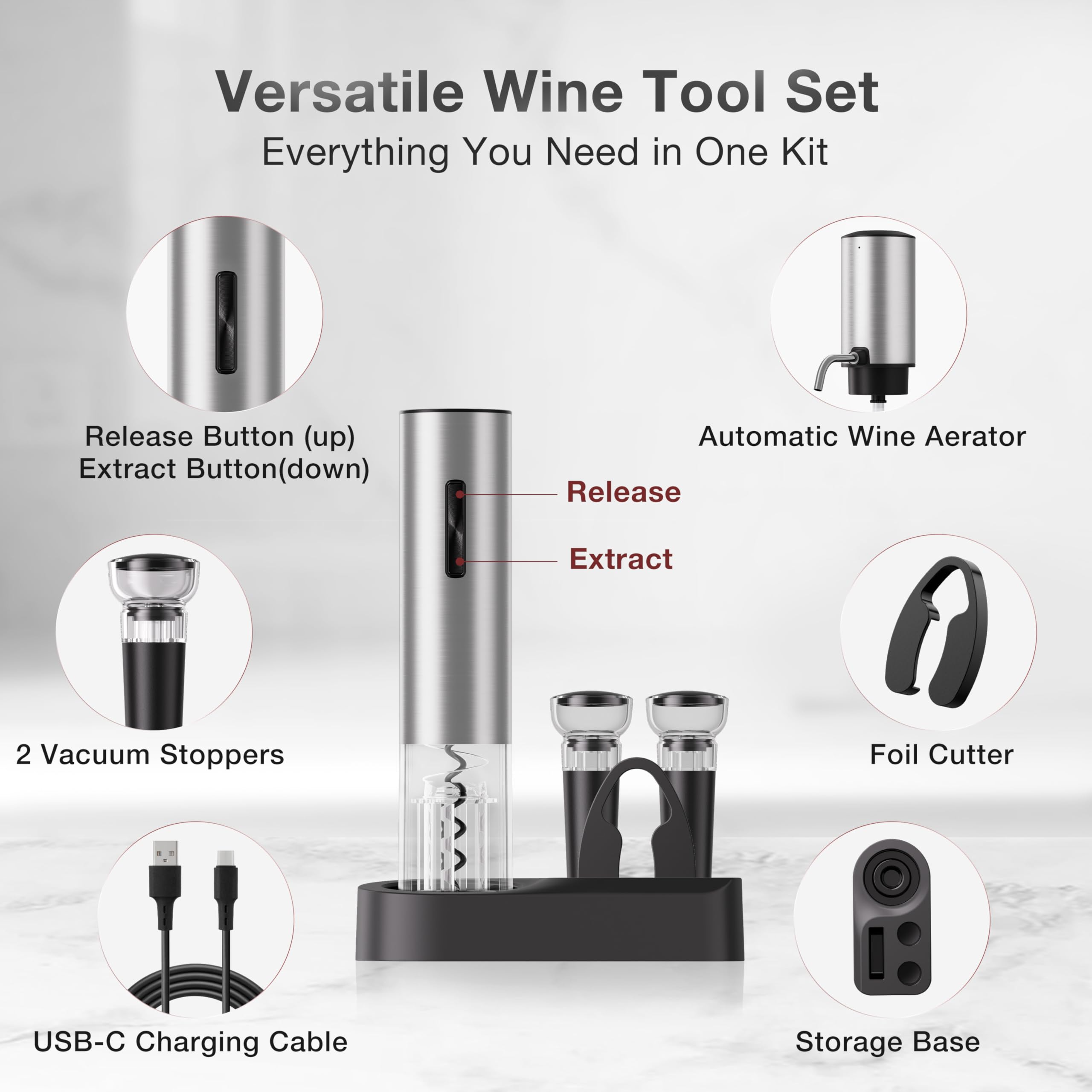 BABONIR vacuum stoppers preserve freshness and minimize wine waste after opening.