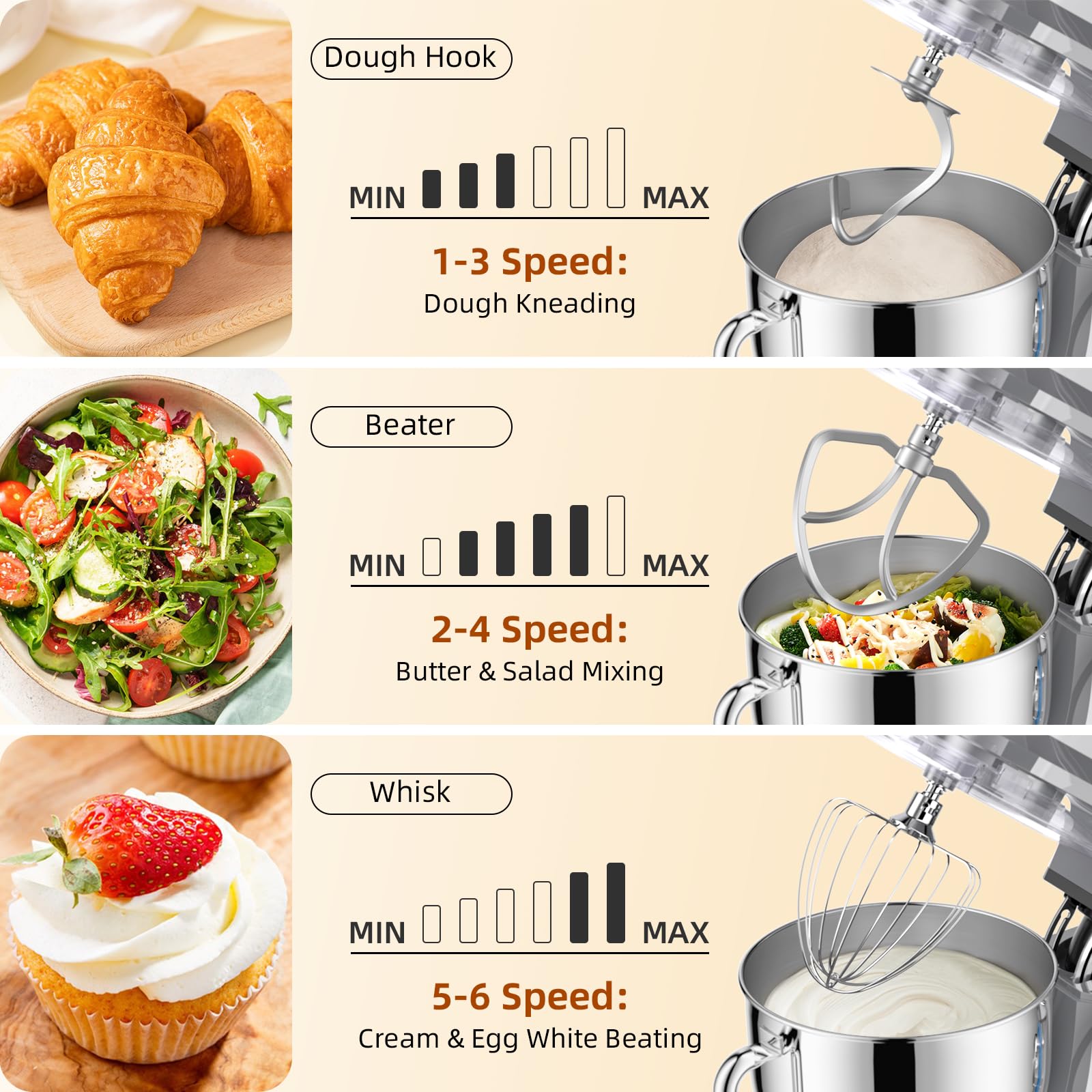 Babroun 8.45qt bowl with handle enables stable mixing.