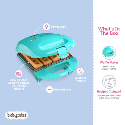 Babycakes Mini Waffle Stick Maker with non-skid feet stays steady during cooking