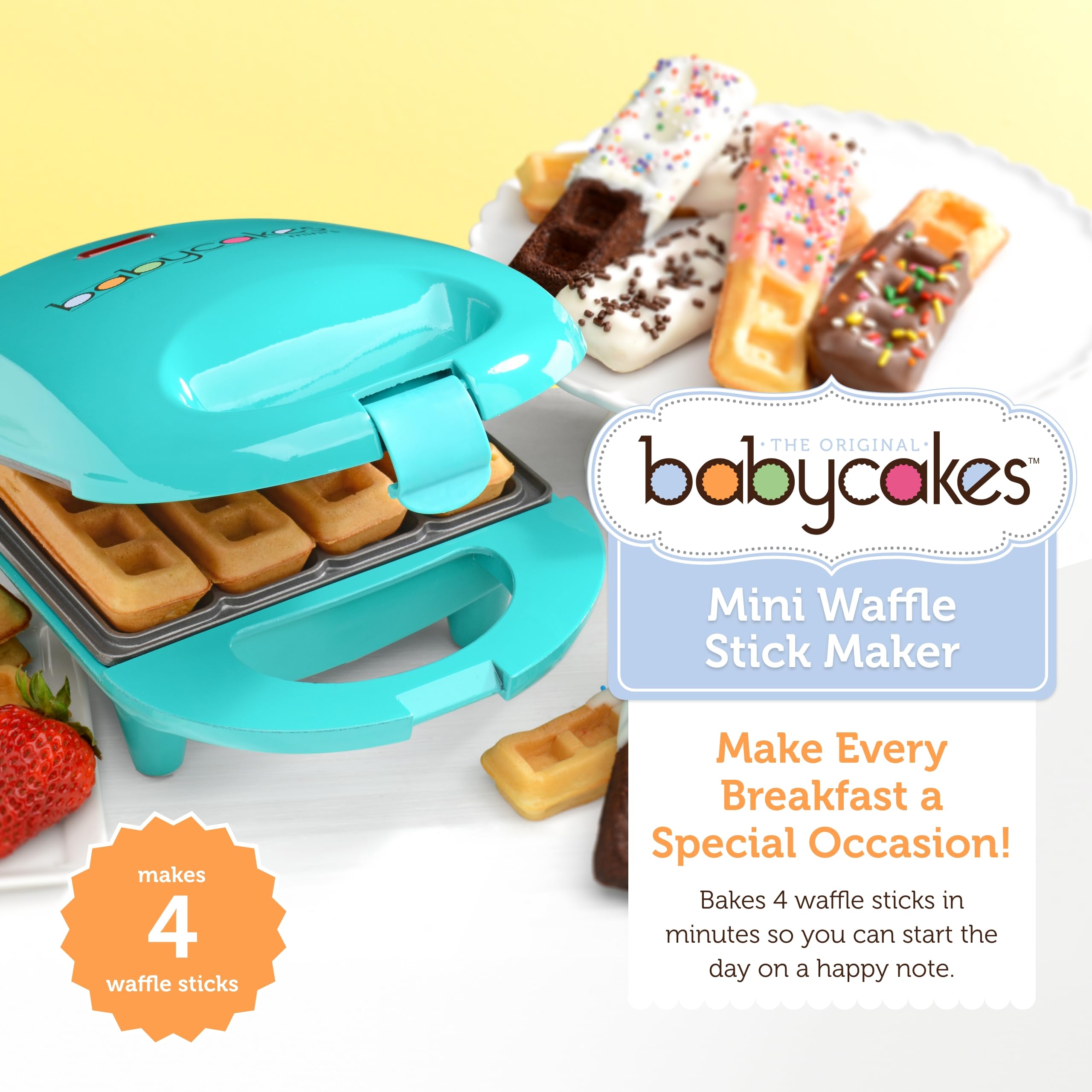 Babycakes Mini Waffle Stick Maker with nonstick coating for easy release and cleanup