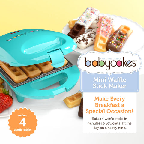 Babycakes Mini Waffle Stick Maker with nonstick coating for easy release and cleanup