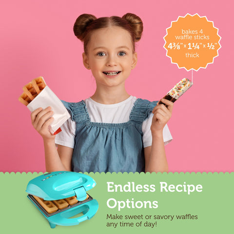 Babycakes Mini Waffle Stick Maker shows power indicator signaling readiness