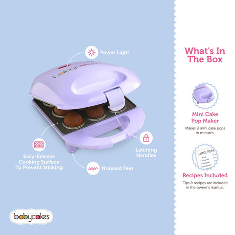 Babycakes power light indicator showing ready-to-bake status for cake pops.