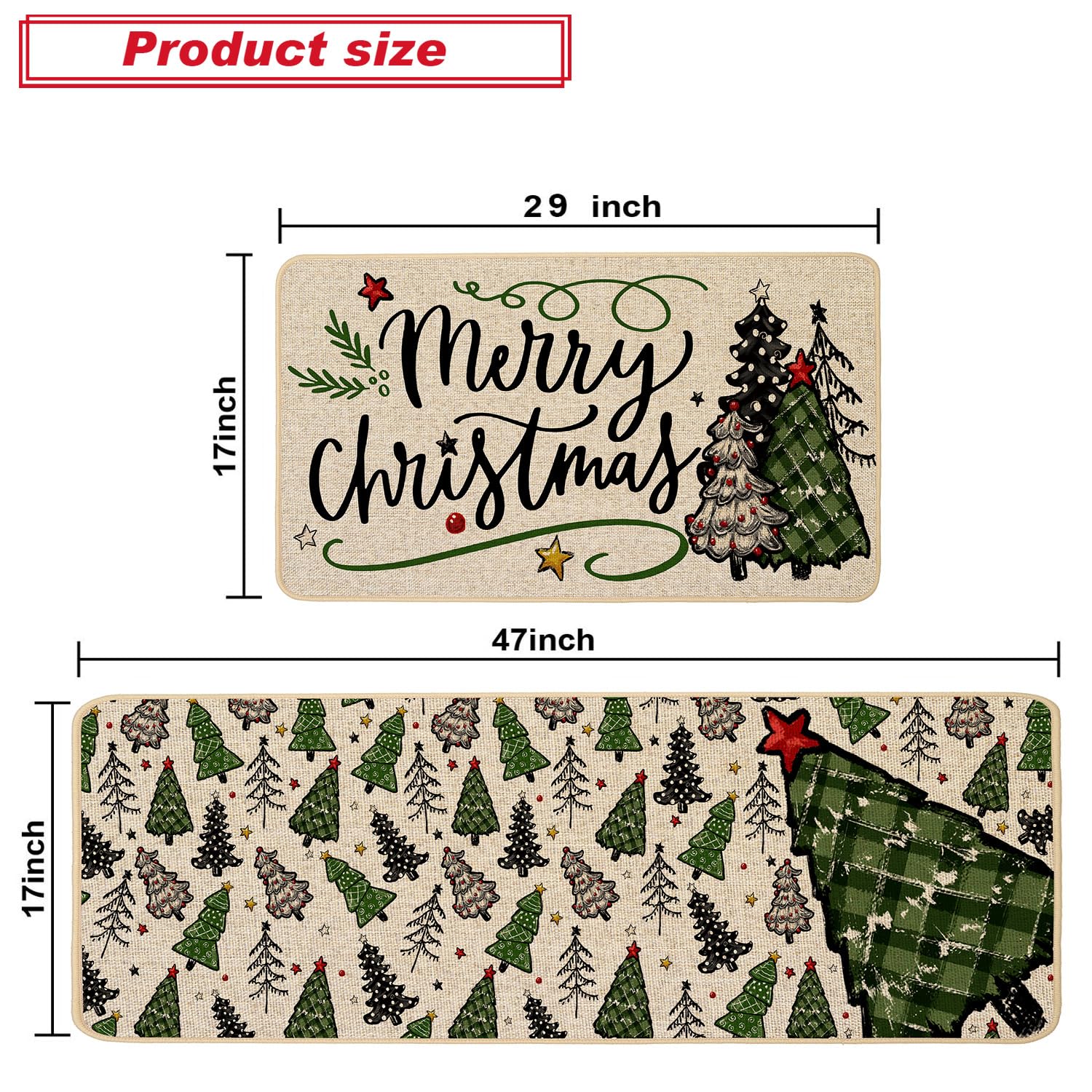 Baccessor Boho Christmas tree kitchen mat 17x29 adds festive charm