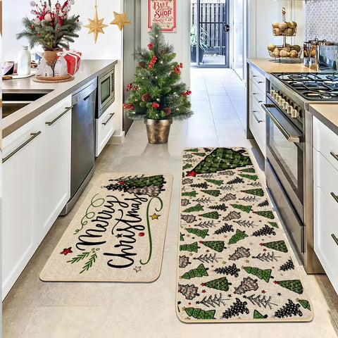 Baccessor Boho Christmas tree kitchen mat 17x47 adds festive charm