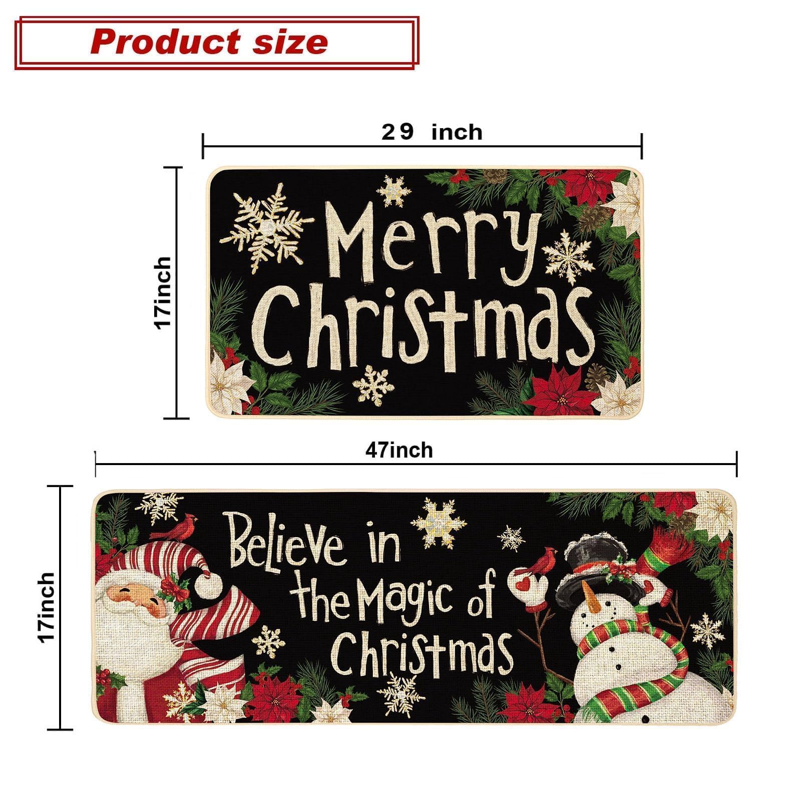 Baccessor Christmas rug with non-slip backing stays securely in place during busy mornings.