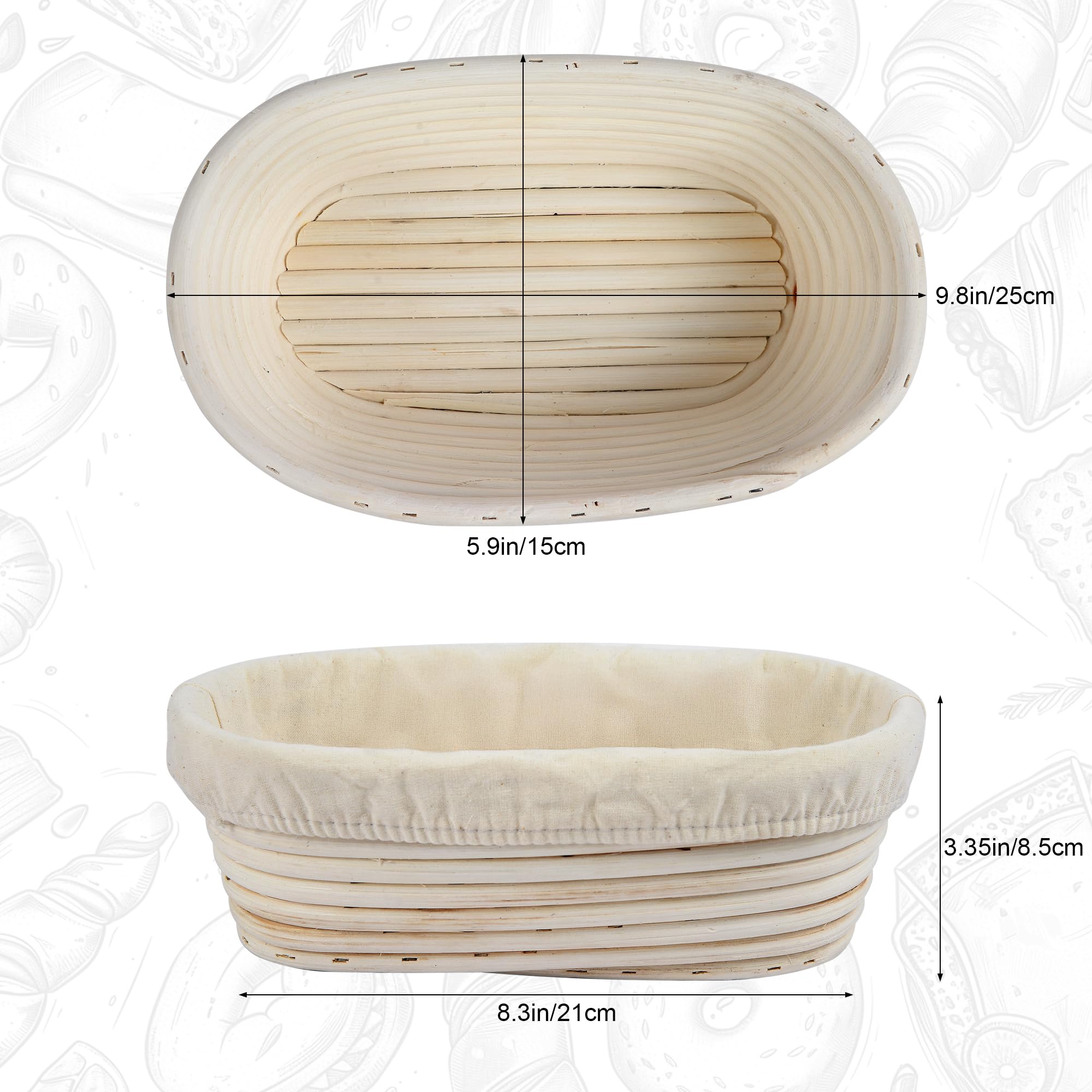BACCZZY banneton with linen liner supports clean handling and neat shapes.