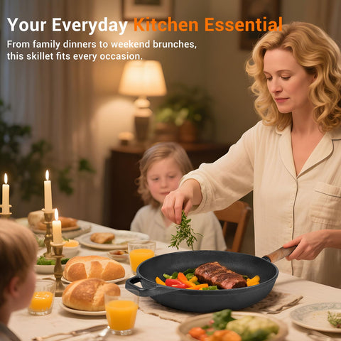 Bachdomc pre-seasoned pan delivers easy food release and quick start