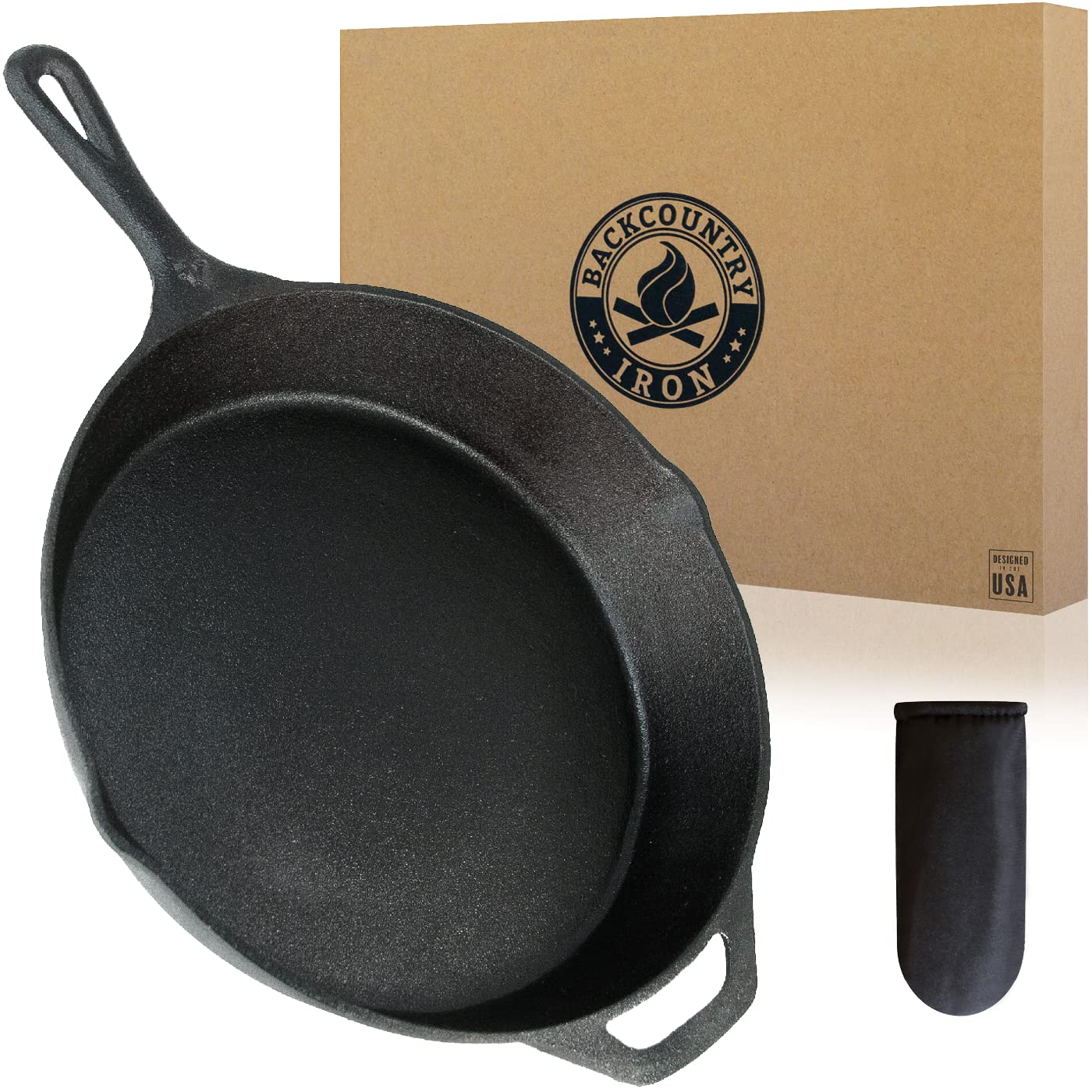 Backcountry Iron 12in skillet ready-to-use for quick weeknight meals with even heating.