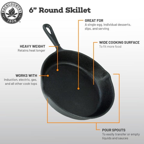 Backcountry Iron protective mitt included for safer handling during high-heat cooking.